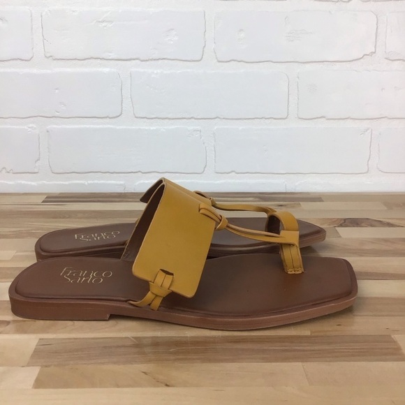 FRANCO Sarto sandals yellow leather flat toe strap stylish contemporary boho 8.5 - Picture 3 of 14